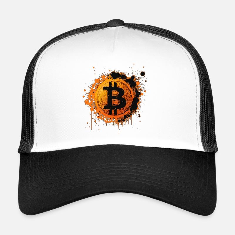 Éclaboussures de Bitcoin Graffiti Orange Casquette trucker 
