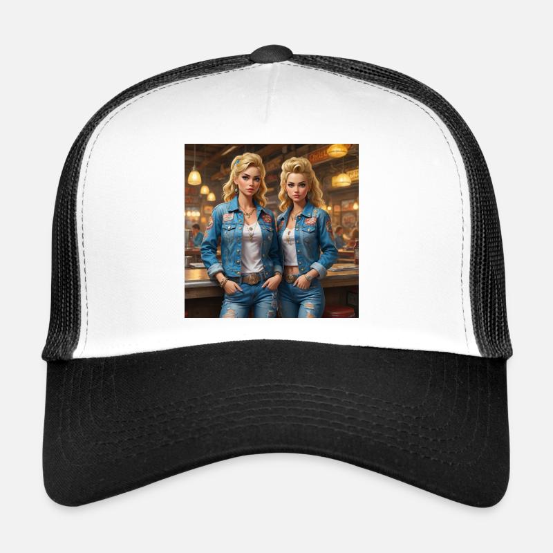 Diner Denim Duette - Trucker Cap - Weiß/Schwarz
