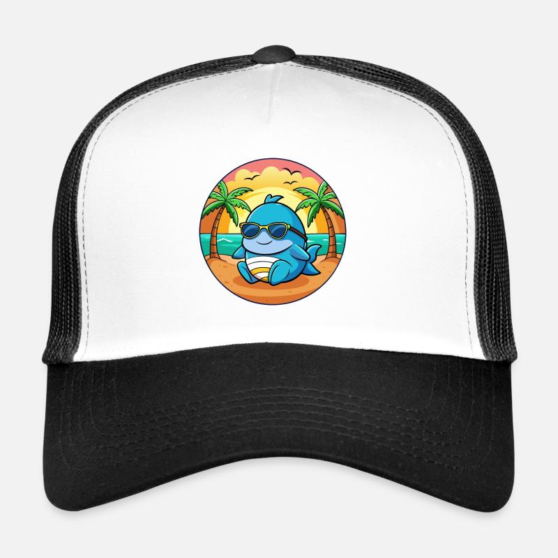 Lunettes de soleil de plage d’été de dessin animé drôle de baleine Casquette trucker 