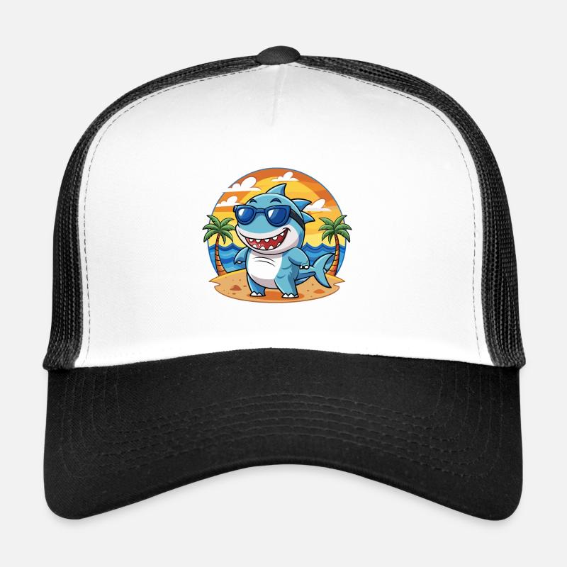 Lunettes de soleil de plage d’été de dessin animé drôle de requin Casquette trucker 