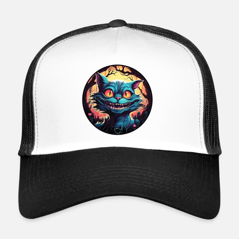 Cheshire Cat Alice in Wonderland Circle - Trucker Cap - white/black