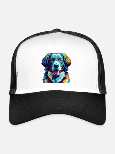 Kuvasz Race Chien Coloré Dessin Animé Kawaii - Casquette trucker  - blanc/noir - Devant