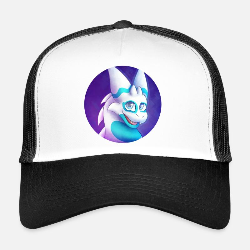 Happy White Dragon - Trucker Cap - white/black