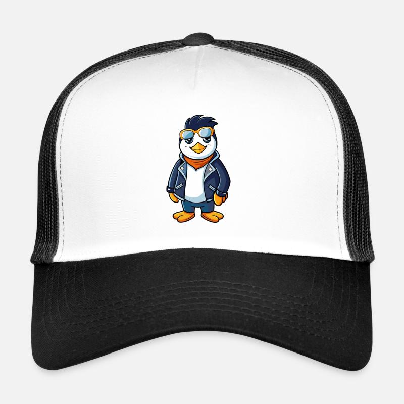 Penguin Funny Cartoon Kawaii Jacket Sunglasses Trucker Cap