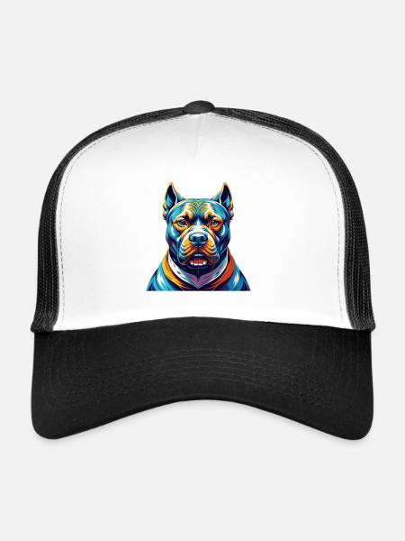 Bully Kutta Dog Breed Colorful Cartoon Kawaii - Trucker Cap - white/black - Front