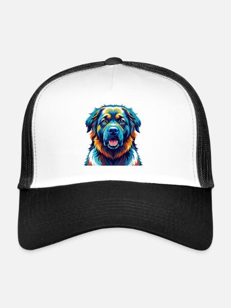 Caucasian Shepherd Dog Breed Cartoon Kawaii - Trucker Cap - white/black - Front