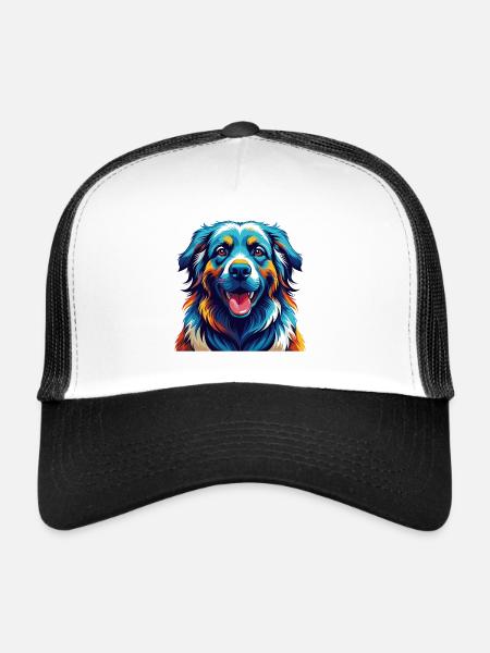 Polish Sheepdog Breed Cartoon Kawaii - Trucker Cap - white/black - Front