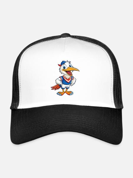 Cigogne mignon personnage de dessin animé Kawaii Clipart - Casquette trucker  - blanc/noir - Devant