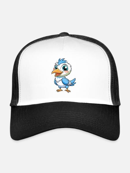 Tern Mignon Personnage De Dessin Animé Kawaii Clipart - Casquette trucker  - blanc/noir - Devant