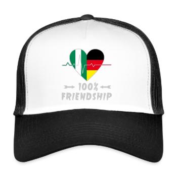 Nigeria und Deutschland 100% Freundschaft - Trucker Cap - Weiß/Schwarz - Vorne