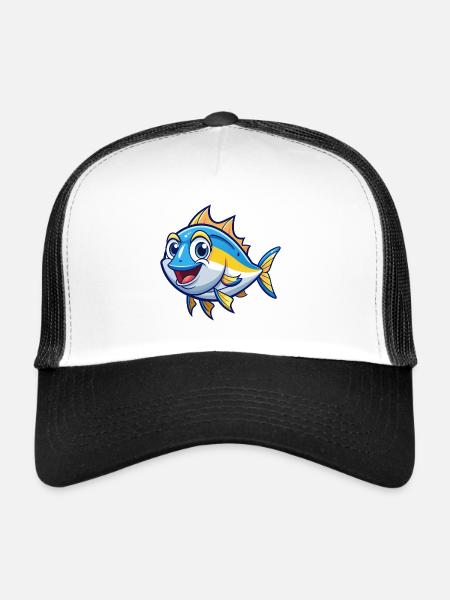 thon mignon personnage de dessin animé kawaii clipart - Casquette trucker  - blanc/noir - Devant