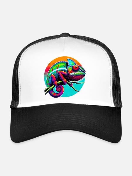 Caméléon - Casquette trucker  - blanc/noir - Devant