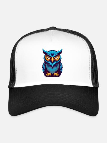 Owl Colorful Kawaii Cartoon Character Clipart - Trucker Cap - white/black - Front