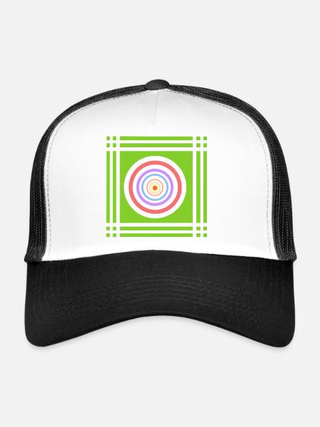 Jeu géométrique de couleurs dans la couleur - Casquette trucker  - blanc/noir - Devant