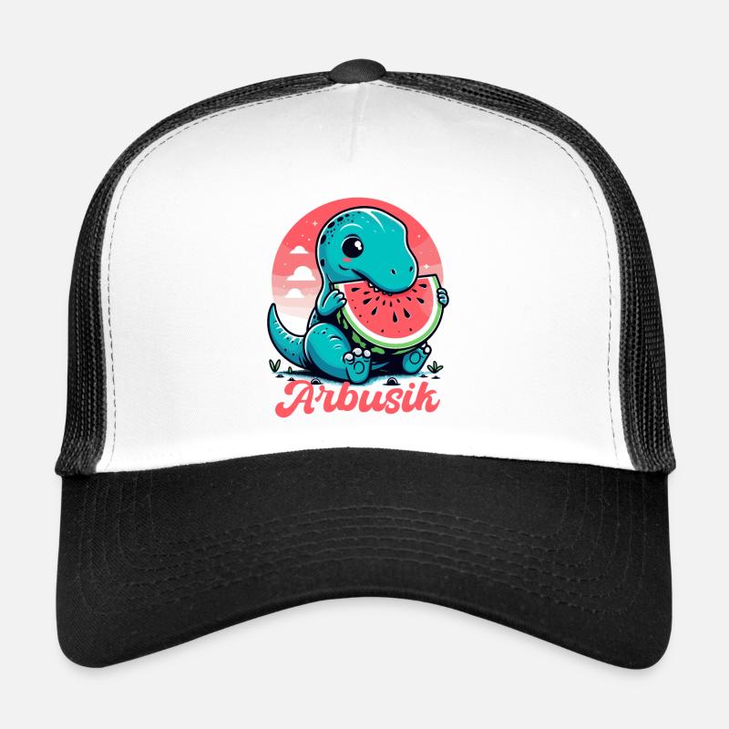 Süßer T-Rex Wassermelone Arbusik Geschenk - Trucker Cap - Weiß/Schwarz