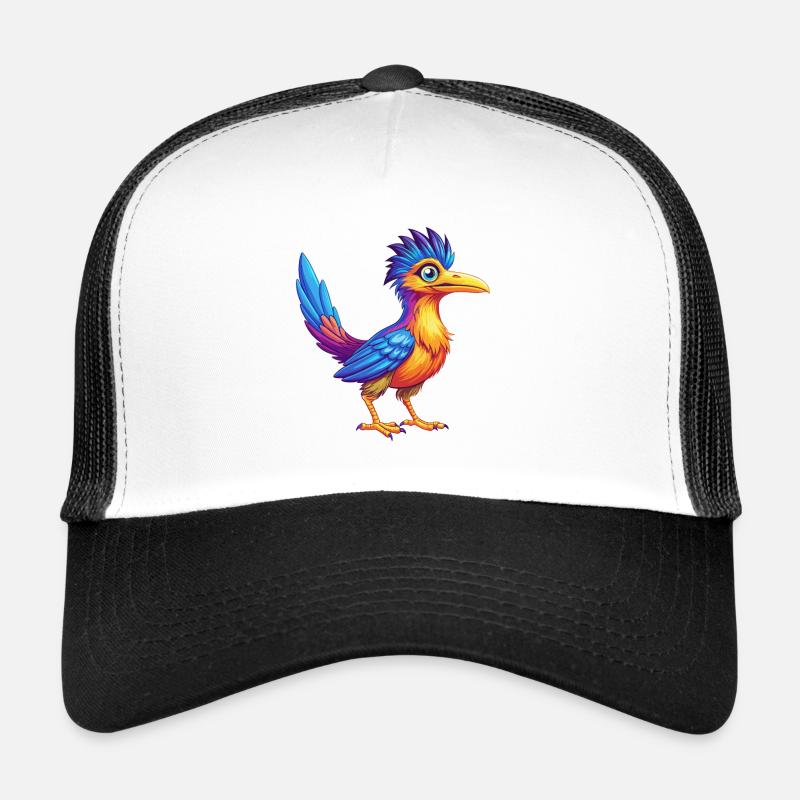 Roadrunner Bunte Kawaii Cartoon Figur Vogel - Trucker Cap - Weiß/Schwarz