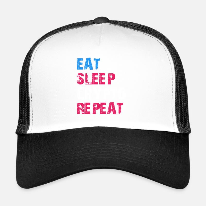 EAT SLEEP CRYPTO REPEAT - Trucker Cap - white/black