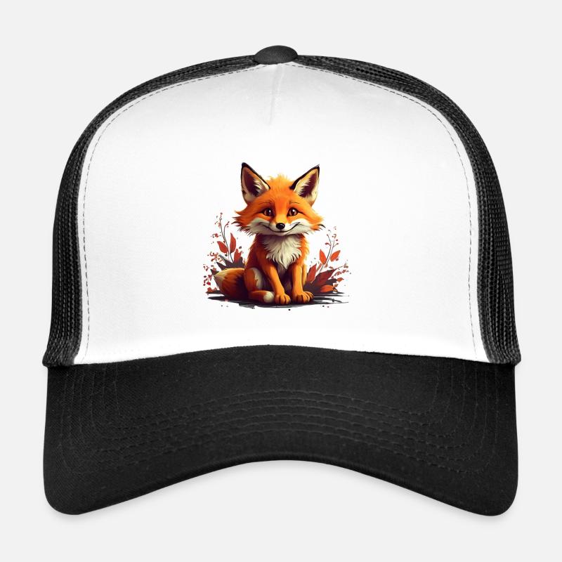 Mischievous Fox - Trucker Cap - white/black