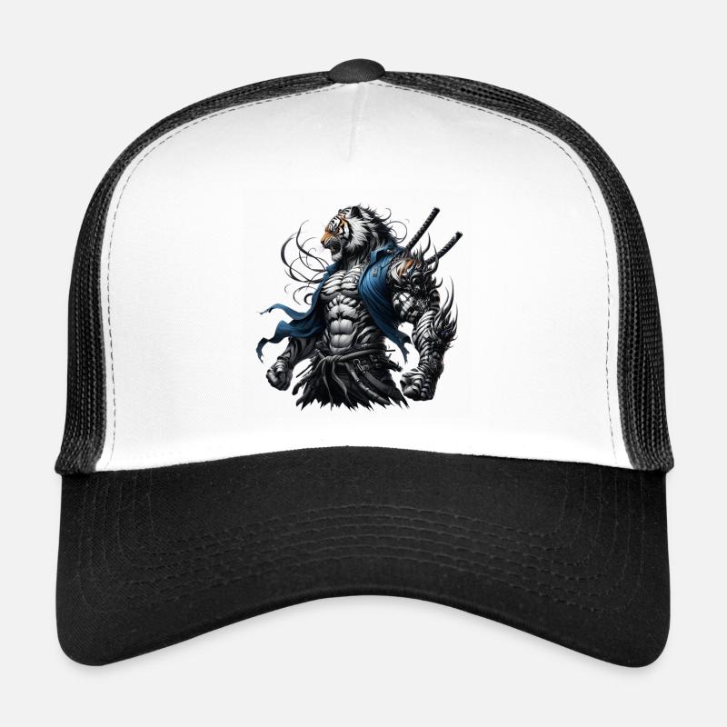 Tigre Samouraï - Casquette trucker  - blanc/noir