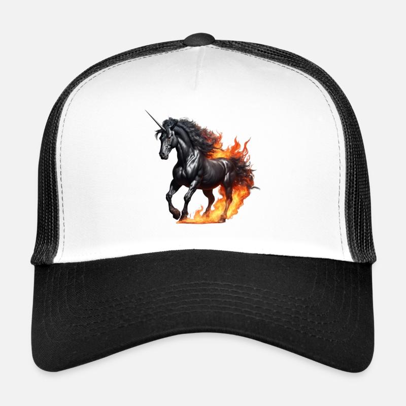 Das mächtige schwarze Einhorn - Trucker Cap - Weiß/Schwarz