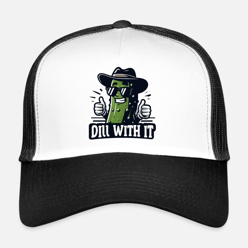 Cool Dill Pickle Pun "Dill With It" Funny Cucumber Trucker Cap