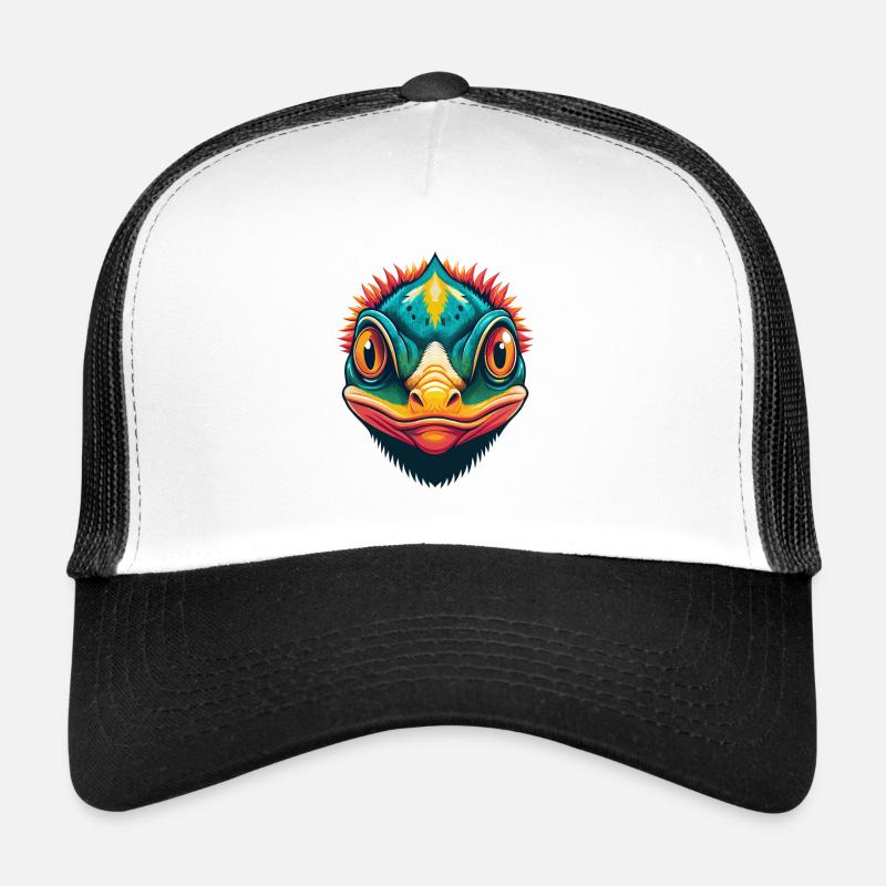 caméléon mignon kawaii dessin animé clipart visage d’animal Casquette trucker 