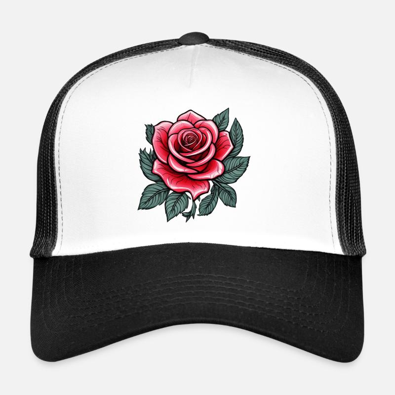 Tatouage Rose Fleur de Rose Casquette trucker 