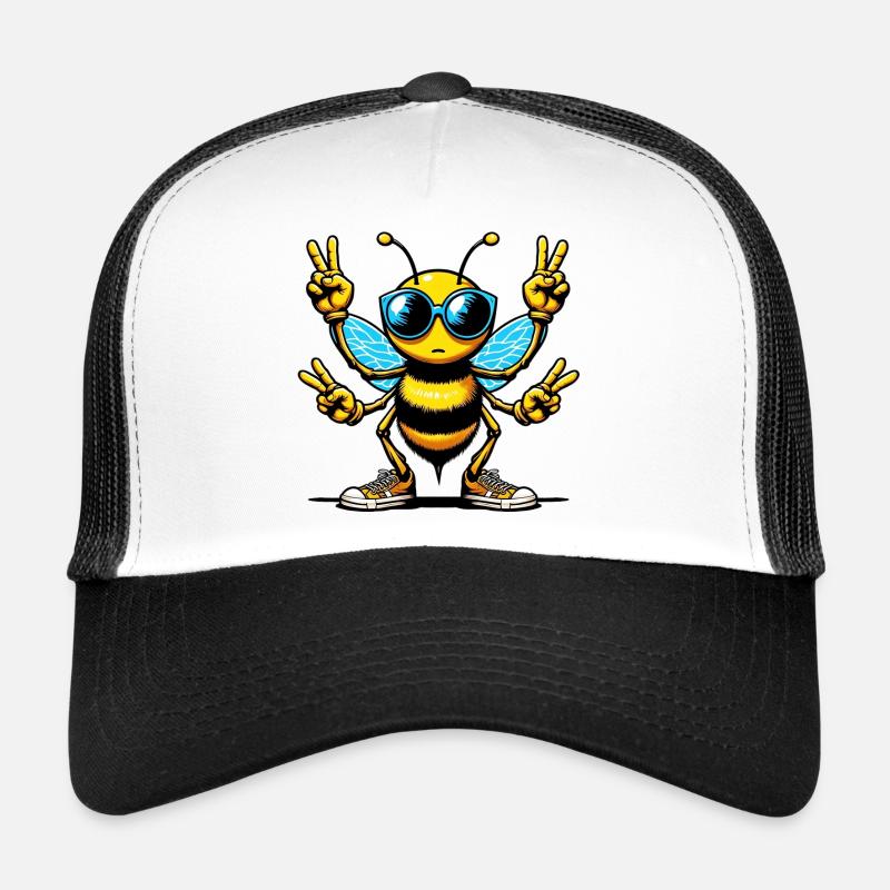 Abeille avec des lunettes de soleil Casquette trucker 