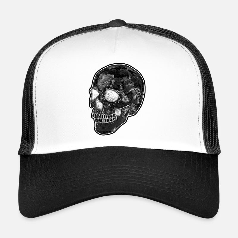 CLASSIC BLACK & WHITE SKULL - Trucker Cap - white/black