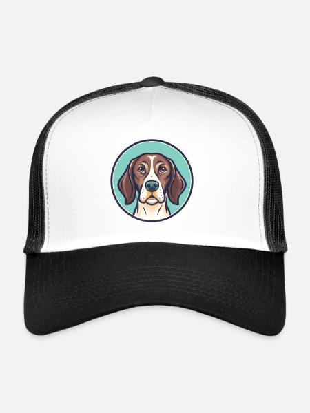 Chien d’arrêt portugais race dessin animé Kawaii - Casquette trucker  - blanc/noir - Devant