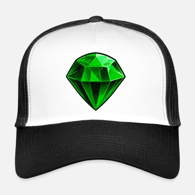 Kostbarer grüner Smaragd Edelstein - Trucker Cap - Weiß/Schwarz