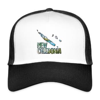 Carte à l’aquarelle de la Nouvelle-Calédonie - Casquette trucker  - blanc/noir - Devant