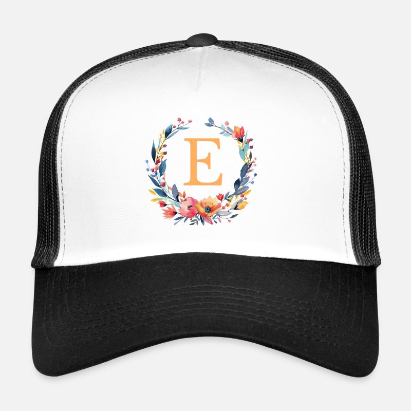 e Monogram, Couronne de fleurs, Personnalisable Casquette trucker 