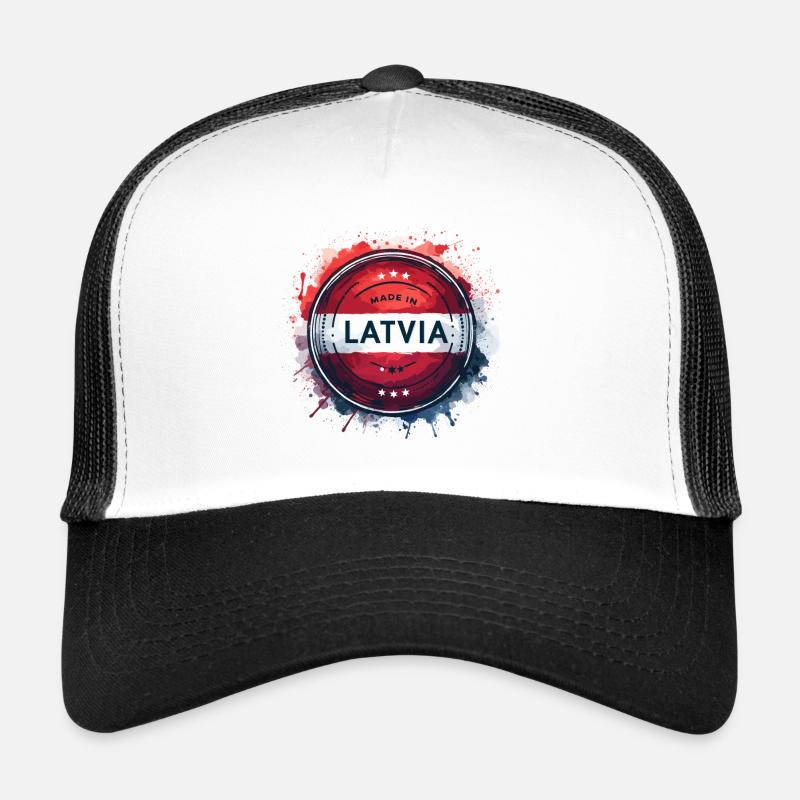 Made in Lettland Geschenk - Trucker Cap - Weiß/Schwarz