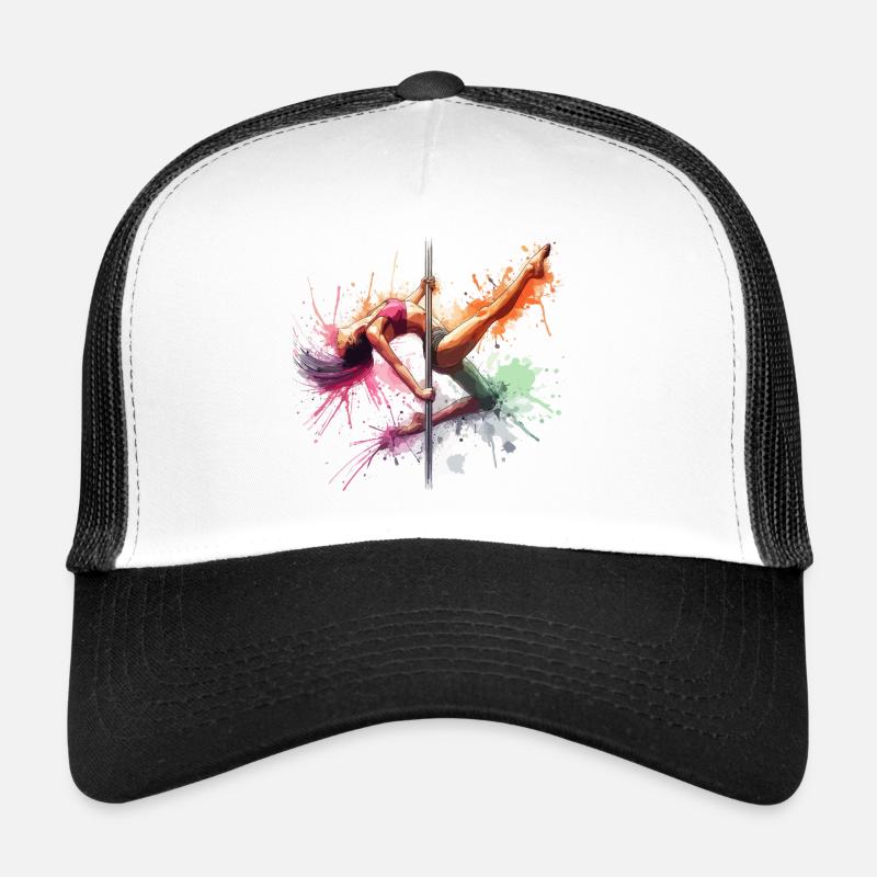 Pole Dance Couleurs Dynamiques Pole Dance Cadeau - Casquette trucker  - blanc/noir