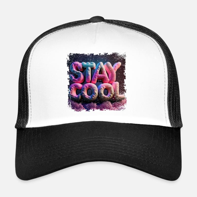 stay cool text in 3d Trucker Cap