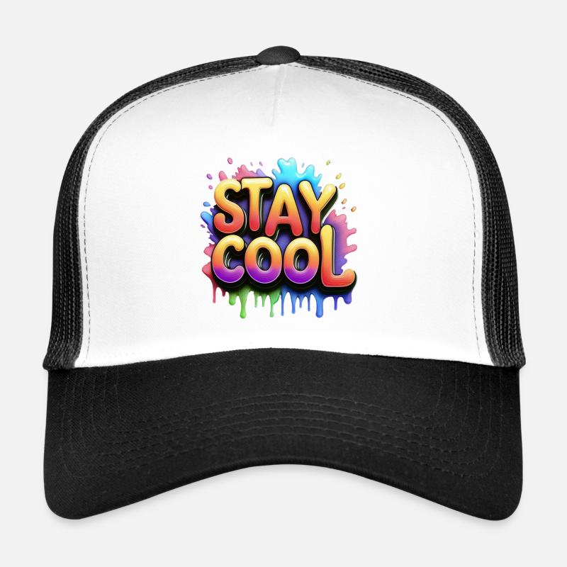 Stay cool text 3d Trucker Cap