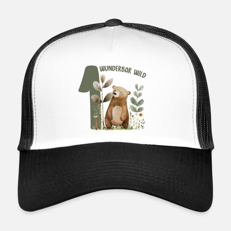 Wunderbar Wild Bärwald Illustration - Trucker Cap - Weiß/Schwarz