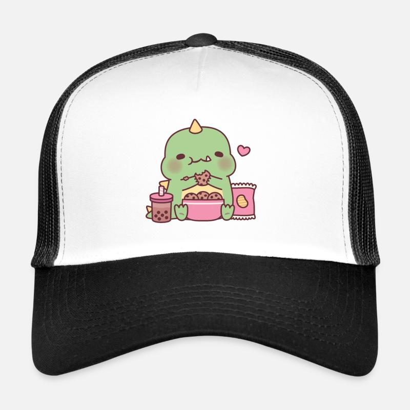 Dinosaure mignon grignotant des biscuits Casquette trucker 