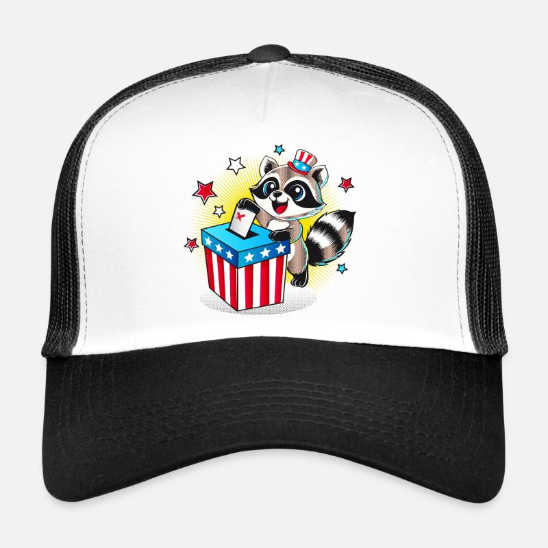 Un raton laveur vote aux États-Unis Casquette trucker 
