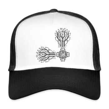 electrician electrical electronics occupation voltage CPU - Trucker Cap - white/black - Front