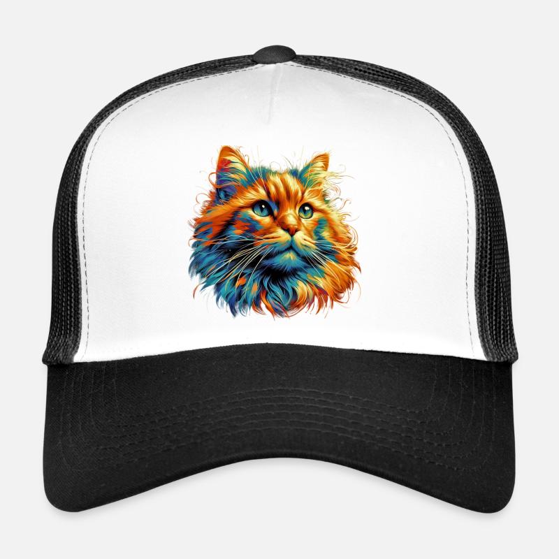 Katze - Trucker Cap - Weiß/Schwarz