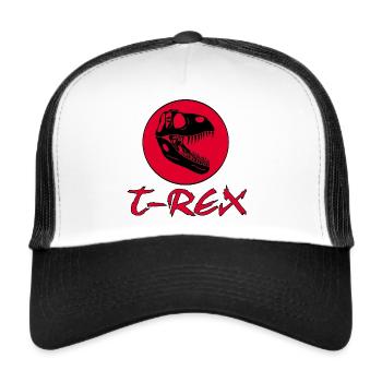 Tyrannosaurus Dinosaurier - Trucker Cap - Weiß/Schwarz - Vorne
