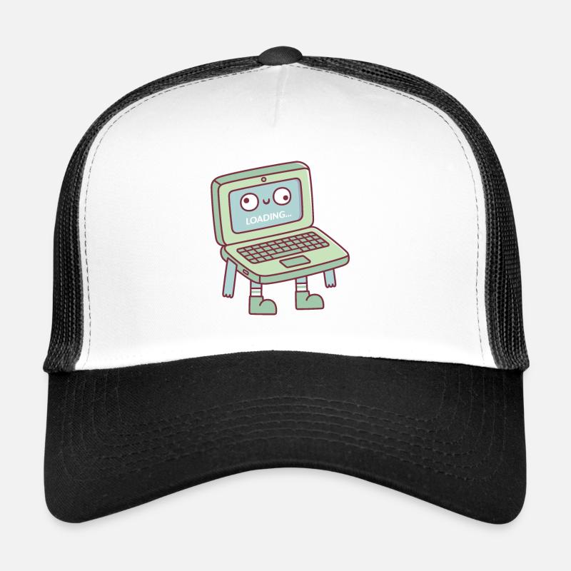 Drôle d’ordinateur portable Derpy qui charge son cerveau Casquette trucker 