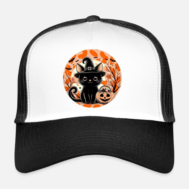 Chaton sorcière halloween Casquette trucker 