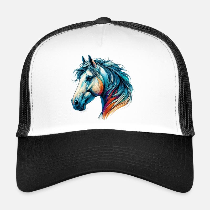 Pferd - Trucker Cap - Weiß/Schwarz