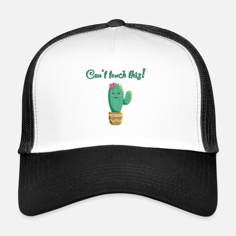 süßer Kaktus mit Spruch Can‘t touch this - Trucker Cap - Weiß/Schwarz