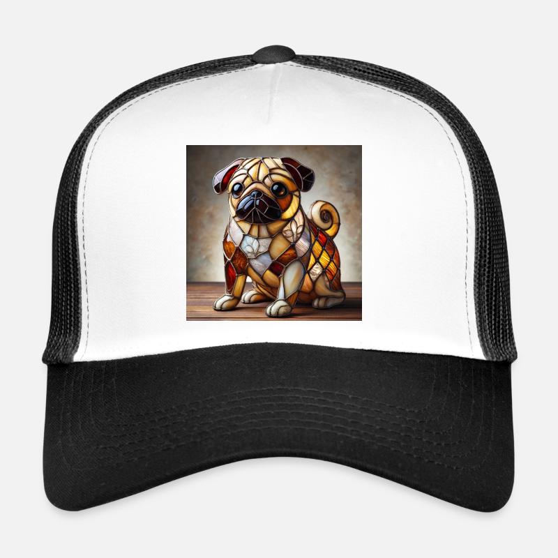 Vitrail bouledogue figure décorative Casquette trucker 