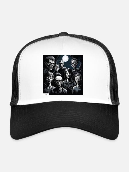 Portrait de personnes monstre - Casquette trucker  - blanc/noir - Devant