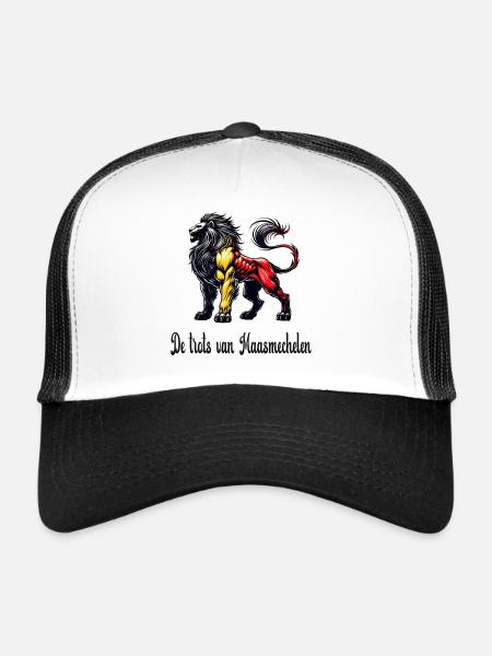 Motif du drapeau lion de Maasmechelen - Casquette trucker  - blanc/noir - Devant